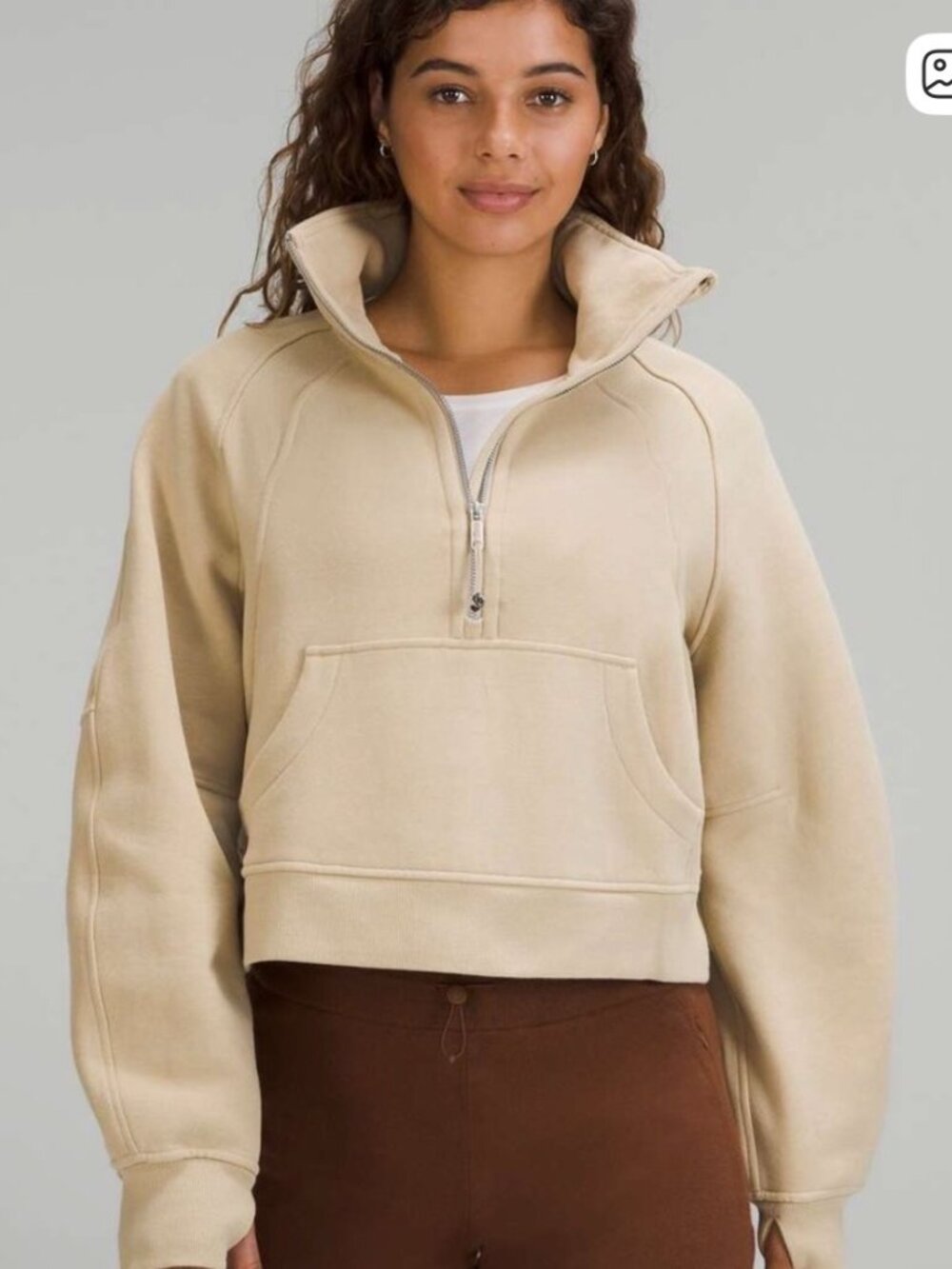 Lululemon Cropped Half Zip Scuba & Scuba Shorts Set - Trench - Picture 2 of 5